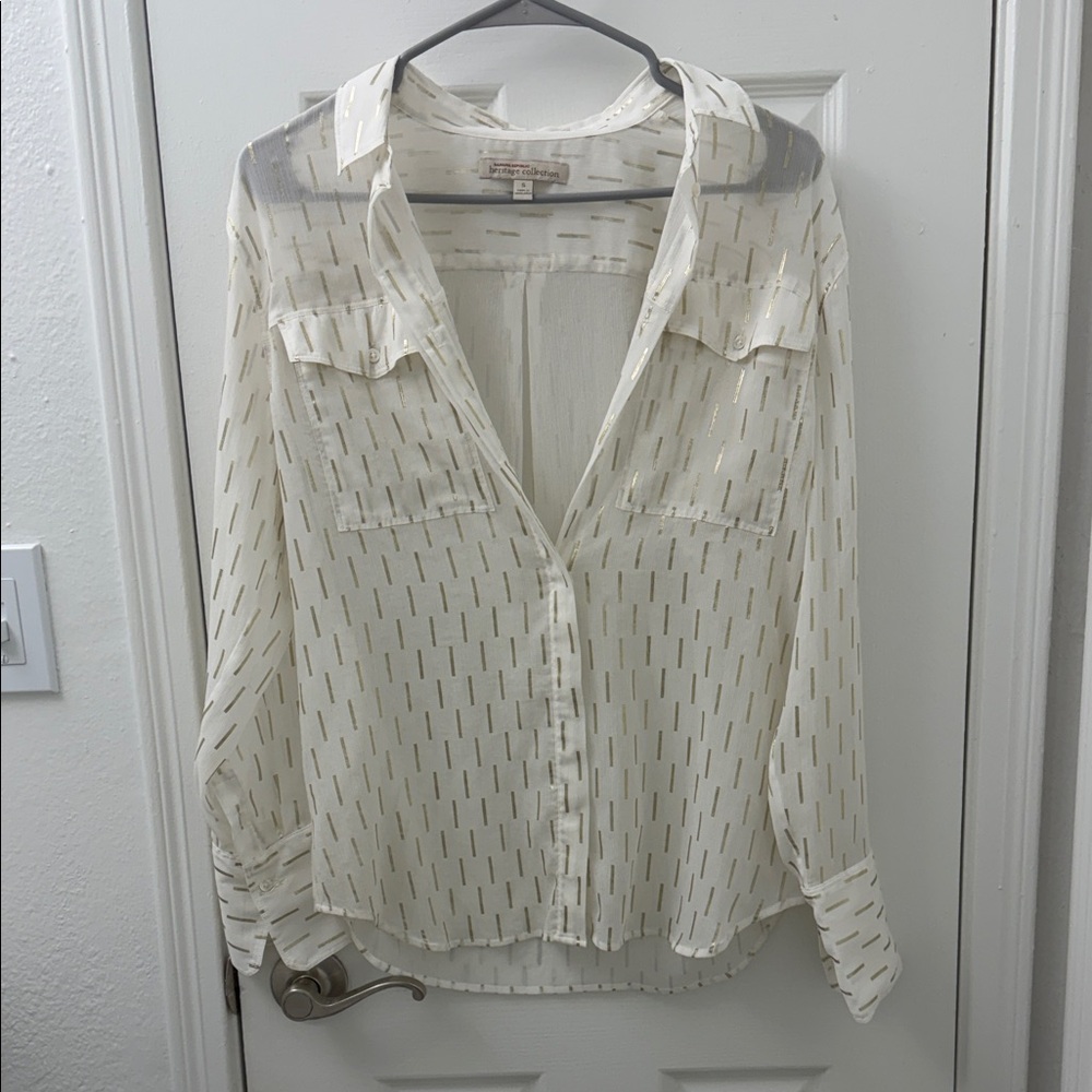 Banana Republic Heritage Collection Women's Cream Button-Up Blouse